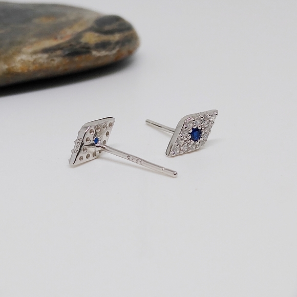Mini CZ Evil Eye Stud Earrings | 925 Silver - Picture 6 of 6